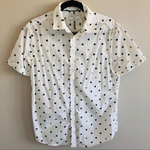 Clover Print Short Sleeve Button Up